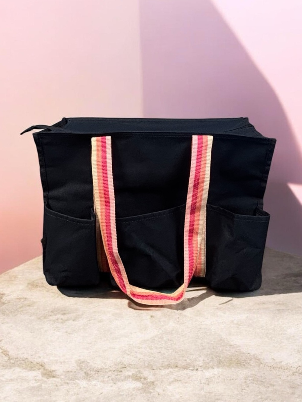 Thirty-one Navy Blue Everyday Tote Bag with Stripe Handles